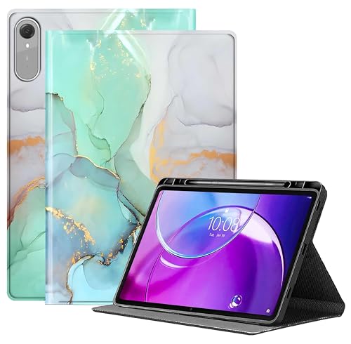 Image of ProElite Book Case Cover for Lenovo Idea Tab Pro 2nd Gen 13 inch 2026, Smart flip case Book Cover for Lenovo Idea Tab Pro 2nd Gen 13 inch Tablet with Pen Holder, Marble Green