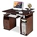 COSTWAY Computertisch Schreibtisch Bürotisch Arbeitstisch PC-Tisch mit Tastaturauszug Druckerablage Schubladen Farbwahl (braun)