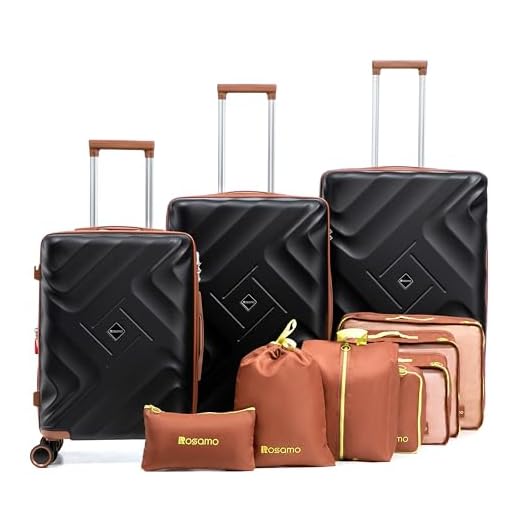 Rosamo 10 piece Luggage Set Expandable Suitcase 22x14x9 Airline Approved Carry on, ABS Hard Case Suitcases with Spinner Wheels,TSA Lock