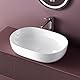 EMKE Waschbecken – Aufsatzwaschbecken Oval, 60 x 41 x 13 cm, Weiß, Kratzfest Waschbecken Bad, Leicht zu Installieren & Reinigen, Waschtisch für Bad & Gäste-WC