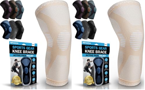 Image of POWERLIX Leg Sleeve - Best Knee Brace for Leg Pain for Men & Women Knee Support for Running, Basketball, Volleyball, Weightlifting, Gym, Workout, Sports Please Check Sizing Chart (Pack of 2)