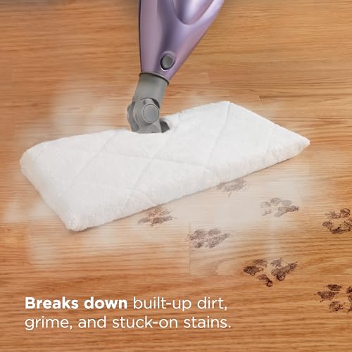 Shark Steam Pocket Mop with 2 Washable Double-sided Pads, Steam Sanitization, Swivel Steering, Lightweight, Steam Cleaner for Sealed Hard Floors, Hardwood, Marble, Tile, Purple, S3501 image 2