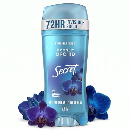 Secret Fresh Antiperspirant Deodorant for Women, 72hr Breathable Sweat & Odor Protection, Instant Freshness & Gentle, PH Balancing Minerals, Invisible Solid, Moonlight Orchid Scent, 2.6 oz