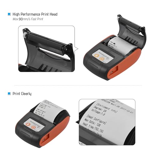 Image of Portable Thermal Printer 90mm Direct Thermal for iOS Home Business Shop POS | Bluetooths Mini Receipt Printer 203dpi 1500mAh Wireless USB
