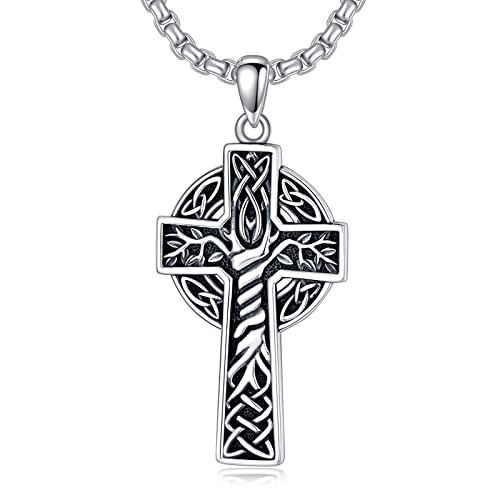 Collier croix irlandaise homme en argent avec sa chaîne acier de 56 cm