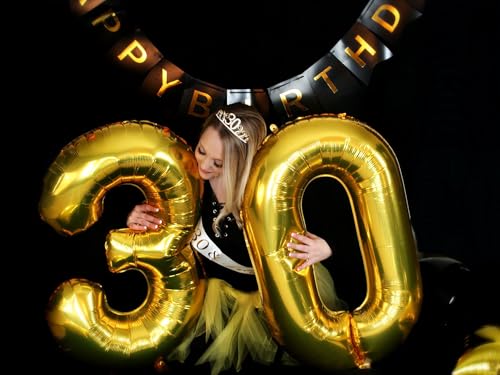 Image of Gold Number 60 Balloon 40 inch, 60 Number Balloons, 60th Gold Birthday Decorations, 60 Year Old Women Men Golden Party Supplies