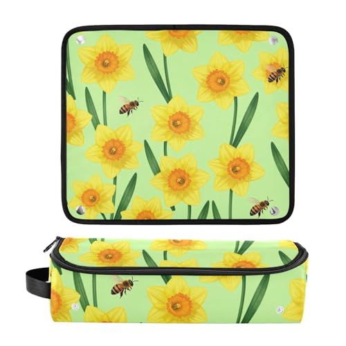Estuche de viaje 2-en-1 para planchas y rizadores con tapete resistente al calor color amarillo brillante miniatura 3