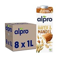 Alpro Hafer-Mandeldrink – Vegan und milchfrei – Von Natur aus laktosefrei – 8 x 1 l