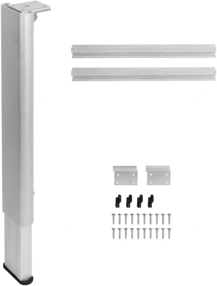 Adjustable Folding RV Table Leg, Telescoping Aluminum Pedestal Stand for Camper Dinette, Pontoon Boat, Travel Trailer, Van. Heavy Duty Height Support Mount System, DIY Replacement Parts, Silver