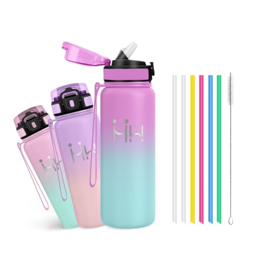 Mujigaga Botella Termica 750ml - Botella Termica - Termo sin BPA - Cantimplora con Pajita - A Prueba de Fugas - Cantimplora Acero Inoxidable - Fácil de limpiar, para Jogging, Deportes, Gimnasio