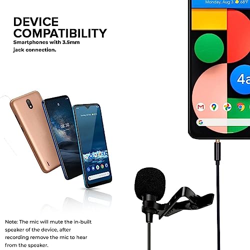 Xtreme Acoustics Professional Lavalier Lapel Collar Condenser Microphone for 3.5mm Jack Android Smartphones and Content Creation (3 MTR)