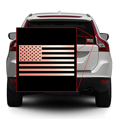 Image of American US Flag [Pick Color /Size] Vinyl Decal Sticker for Laptop /Car /Truck /Window /Bumper (7.5in x 4.2in, Metallic Rose Gold)