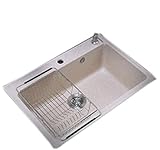 ★ 【Reibungsloses Entwässerungssystem】 Unser Spülbecken verfügt über ein V-Entwässerungssystem, einen eingebauten V-Deodorant-Abfluss und einen Stahlschlauch, der nicht nur reibungslos abfließt, sondern auch verhindert, dass Wasser nach hinten fließt und Gerüche isoliert. Machen Sie Ihre Küche geruchsfrei.