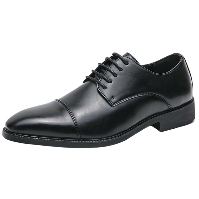 Men's Business Office Wedding Formal Modern Oxfords Shoes Men's Leather Lace Up Platform Block Heel Pointed Toe Derby Shoes