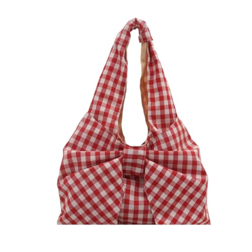 Bolso Tote con moño a cuadros para mujer, gran capacidad miniatura 1