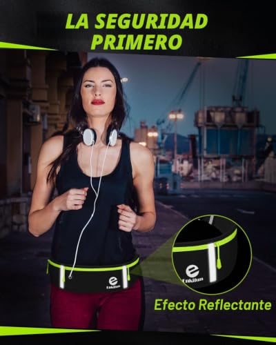Miniatura 4 de Enkifun Riñoneras Running Riñonera Deporte Con Orificio Auriculares Riñonera Deportiva Para Hombres Mujeres Riñoneras De Running Ajustable Con Tiras Reflectantes Correr Ejercicio Viajar Negro