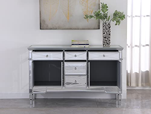 Best Master Furniture Beckett Glam Mirrored Dining Room Buffet/Sideboard, Silver - Thumbnail 2
