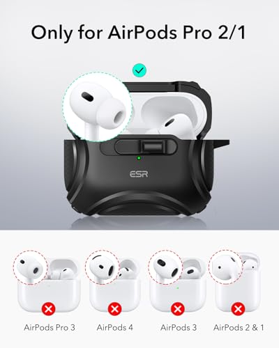 ESR for AirPods Pro Case (2023/2022/2019, 2nd/1st Gen), Compatible with AirPods Pro 2nd Generation (USB-C/Lightning Cable), Effortless MagSafe, Drop-Proof Lock, Easy Open, Cyber Series, Black