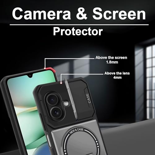 Image of Hupshy iPhone 16 Back Cover with Camera Protection Rings, Kickstand-Matte /Anti, Non-Slip, Camera Glass Protection,Transparent Shockproof Cover for iPhone 16 (Gray)