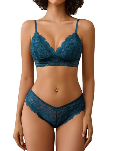 Image of Avidlove Lingerie Set for Women Sexy Lace Bra and Panty Sets 2 Piece Lace Bralette Set