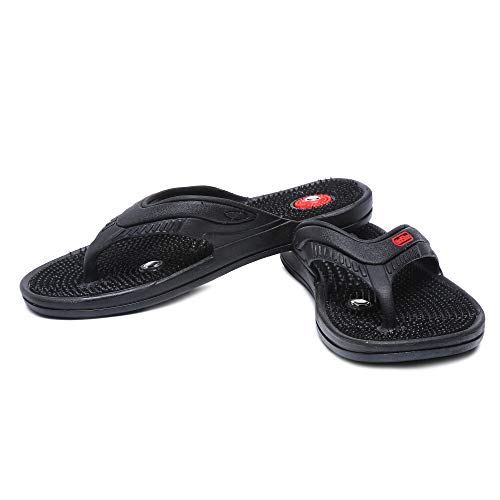 Unistar Acupressure Massage Slipper Men & Women |Magnet Therapy| Controls Blood Pressure Diabetes Sugar| Stimulate Boosts Stamina Energy| Helps in Weight Loss| SAFE Pain Relief (Black, 43)