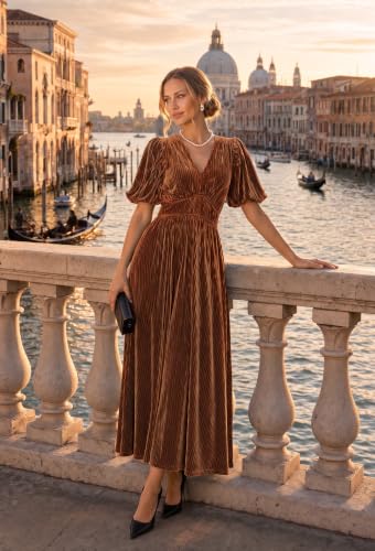 Image of Maxigerui Women's Velvet Maxi Dress Formal Dresses for Wedding Guest Dress