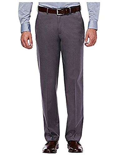 Haggar Mens Performance Comfort Casual Pants - Straight Fit (34 x 32, Heather Grey)