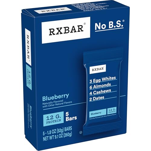 Image of RXBAR Protein Bars, 12g Protein, Gluten Free Snacks, Blueberry (6 Boxes, 30 Bars)