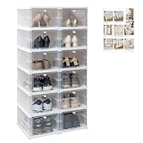 【インテリア雑誌『I'm home.』掲載！ 整理収納アドバイザー推薦】シューズボックス 折りたたみ 12段 シューズラック クリア 靴箱 下駄箱 靴棚 靴 収納 スリム 折畳式 下足箱 ラック 靴ラック (12段（6段×2セット）)