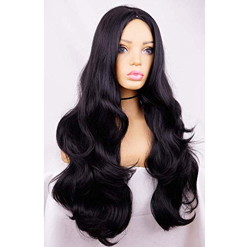 Image of Wynk Mavens center partition Synthetic Black Straight Wig, Looking Natural Black Long Hair Wigs
