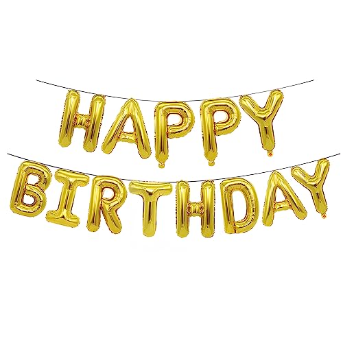 Ponmoo Foil Ballons Happy Birthday Bannières Kit - Or, Joyeux Anniversaire Fête Party Décoration