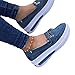ZKFDP Zapatos de plataforma de cuña para mujer, estilo casual, de color sólido, pajarita, punta redonda, tacón bajo, cómodas, sandalias deportivas, azul, 35