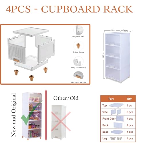 Image of mechdel Plastic Multipurpose Bookshelf Organizer Rack For Living Room, Kitchen, Bedroom, Office - DIY (Cupboard Rack - Transparent Window, 4Pcs)