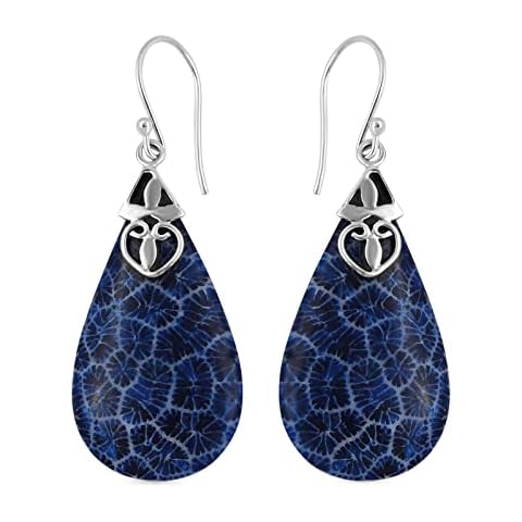 Royal Bali Blue Coral Dangle Earrings Cover