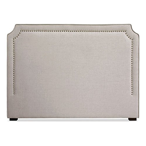 Menzzo Tête de Lit Milana 160 cm Tissu Beige – Design Chic Moderne Capitonné avec Détails Clous – Tête de Lit Déco pour Lit Double 160 cm