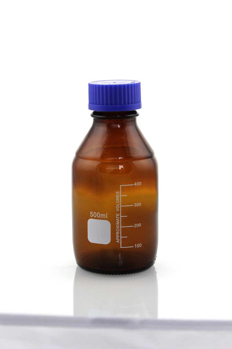 Botella para reactivos de Laboratorio, Botella de reactivo de Vidrio marrón con Tapa de Rosca de 50 ml a 1000 ml for Laboratorio(1000mL Brown 1pc)