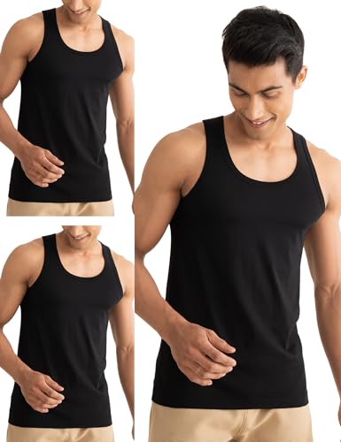Image of DAMENSCH Neo-Cotton, Anti-Bacterial, Round Neck, Shape Retaining Vest, 100% Cotton Banyan for Men, Buttery Soft Inner Baniyan