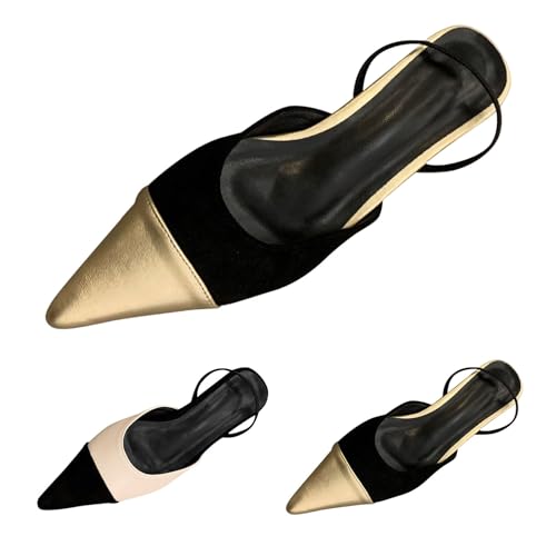 Zapatillas de mujer con punta puntiaguda, zapatos de tacón de aguja para boda, zapatos de baile, zapatos de boda, zapatos de noche, zapatos de baile, zapatos de boda, Negro , 36 EU