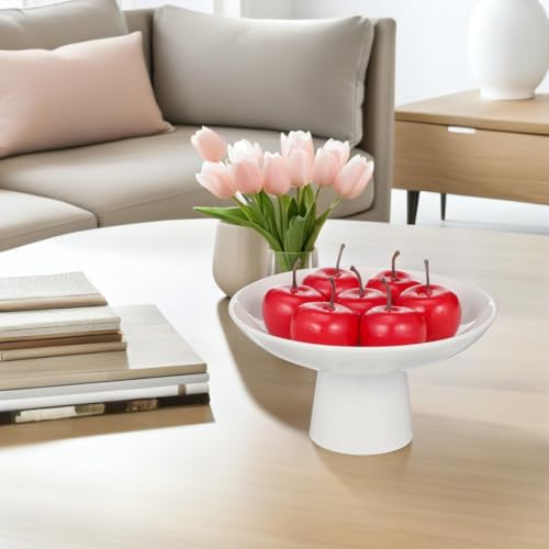 Image of balacoo Footed Fruit Bowl 6.69 Inch Ceramic Pedestal Bowl Decorative Serving Tray Stable Base for Snacks Fruits Desserts Centerpiece Kitchen Dining Table