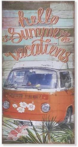 Cadre tableau bois Van vintage rétro orange 40x20 cm