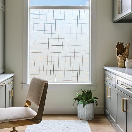 Image of WOO Home Frosted Glass Window Film & Stickers (12 X 72 Inchs) Privacy Window Cover for Home & Office - Easy Apply, UV Protection, Removable Decorative Film (Design Film 2 1 X 6 SQFT)
