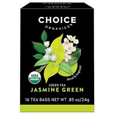 Choice Organics - Organic Jasmine Green Tea (6 Pack) - Green Tea Scented with Jasmine Blossoms - Fair Trade - Compostable - Contains Caffeine - 96 Organic Green Tea Bags Cover