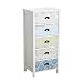 Produktbild HOMCOM Kommode Schubladenkommode Schrank mit 5 Schubladen Shabby Chic Holz Bunt B46 x T34 x H97,5cm