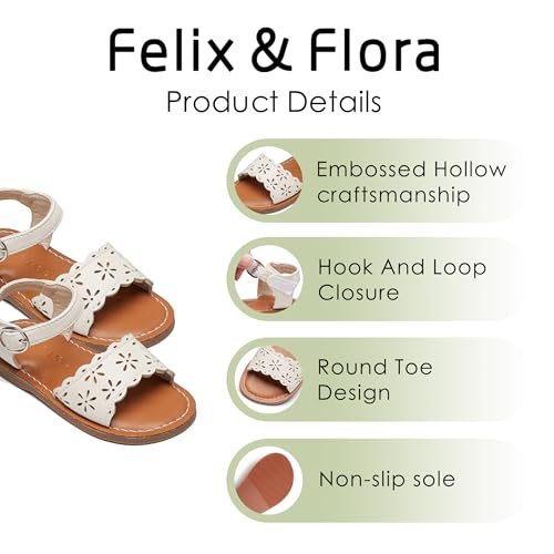 Image of Felix & Flora Toddler Girl Sandals - Little Girl Easter Dress Shoes Lightweight Open Toe Beach Holiday Flats