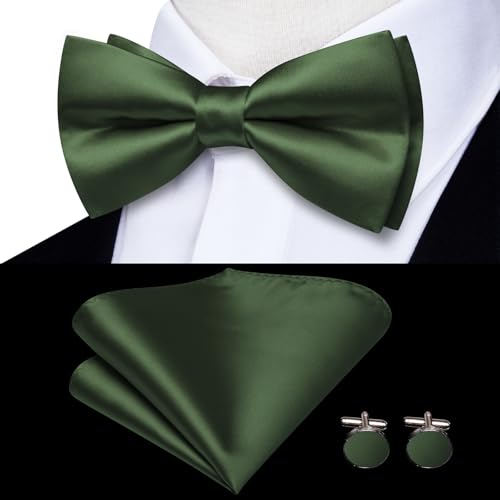 Image of Dubulle Suspender and Bow Tie for Men Paisley Solid Mens Suit Braces Pretied Bowtie and Handkerchief Cufflinks Formal Wedding
