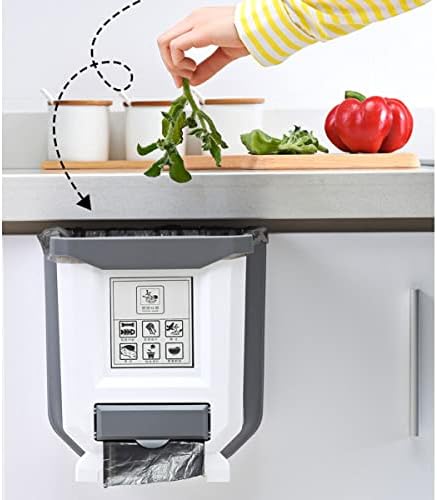 KINGGOO Folding Hanging Trash Can, Cupboard Bins for Kitchen, Wall-Mounted Trash Cans