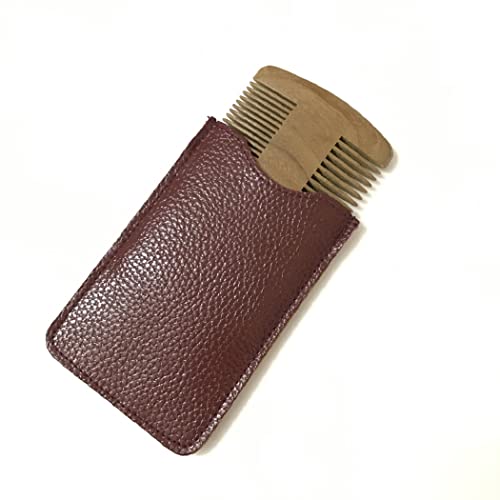 Facial Hair Beard Comb Kit Sandalwood Mustache Comb with PU Leather Case Portable Perfect Gifts For Him or Boyfriend Gifts Ideal Gift For Men