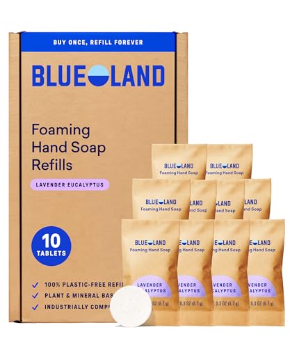 BLUELAND Foaming Hand Soap Refill Tablets, 10-Pack, Lavender Eucalyptus Scent, Eco Friendly Cleaning...