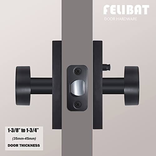 Felibat Matte Black Door Knobs Interior, Privacy Door Knob With Lock,Modern Rectangle Door Handles #TOP4