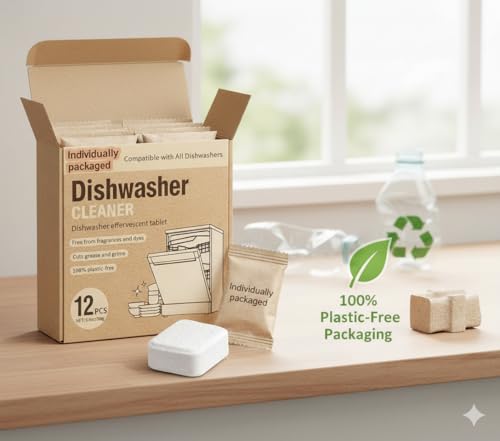 Image of Dishwasher Cleaner Tablets | Eliminates Limescale, Grease & Odors | Septic Safe, Fragrance-Free, Plastic-Free | Deep Clean & Maintain All Dishwashers
